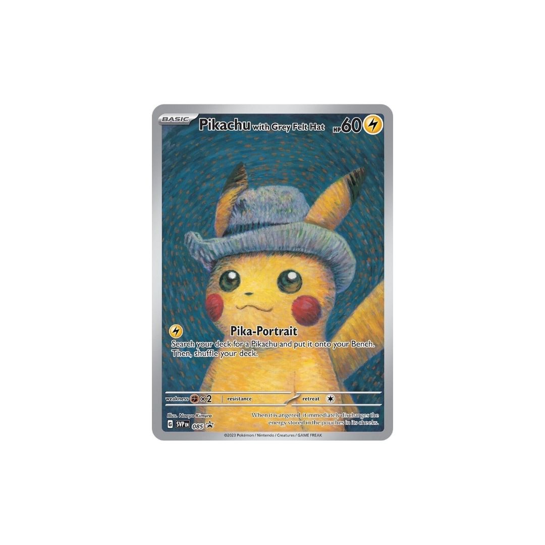 Pikachu With Grey Felt Hat SVP 085 (Sealed) - Pokémon Van Gogh Promo Card NM