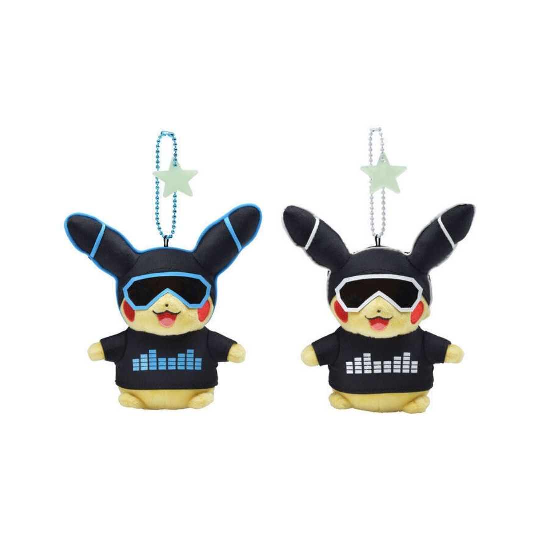 Neon Pikachu Blue Mascot Plush Keychain - Pokémon Center Science