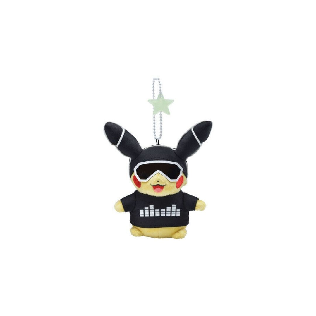 Neon Pikachu White Mascot Plush Keychain - Pokémon Center Science