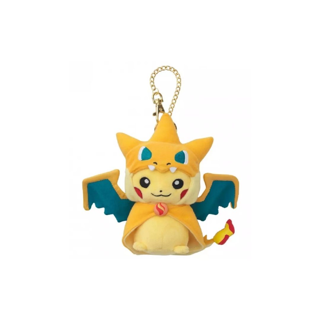 Mega Charizard Y Poncho Pikachu Mascot Plush Keychain - Pokémon Center
