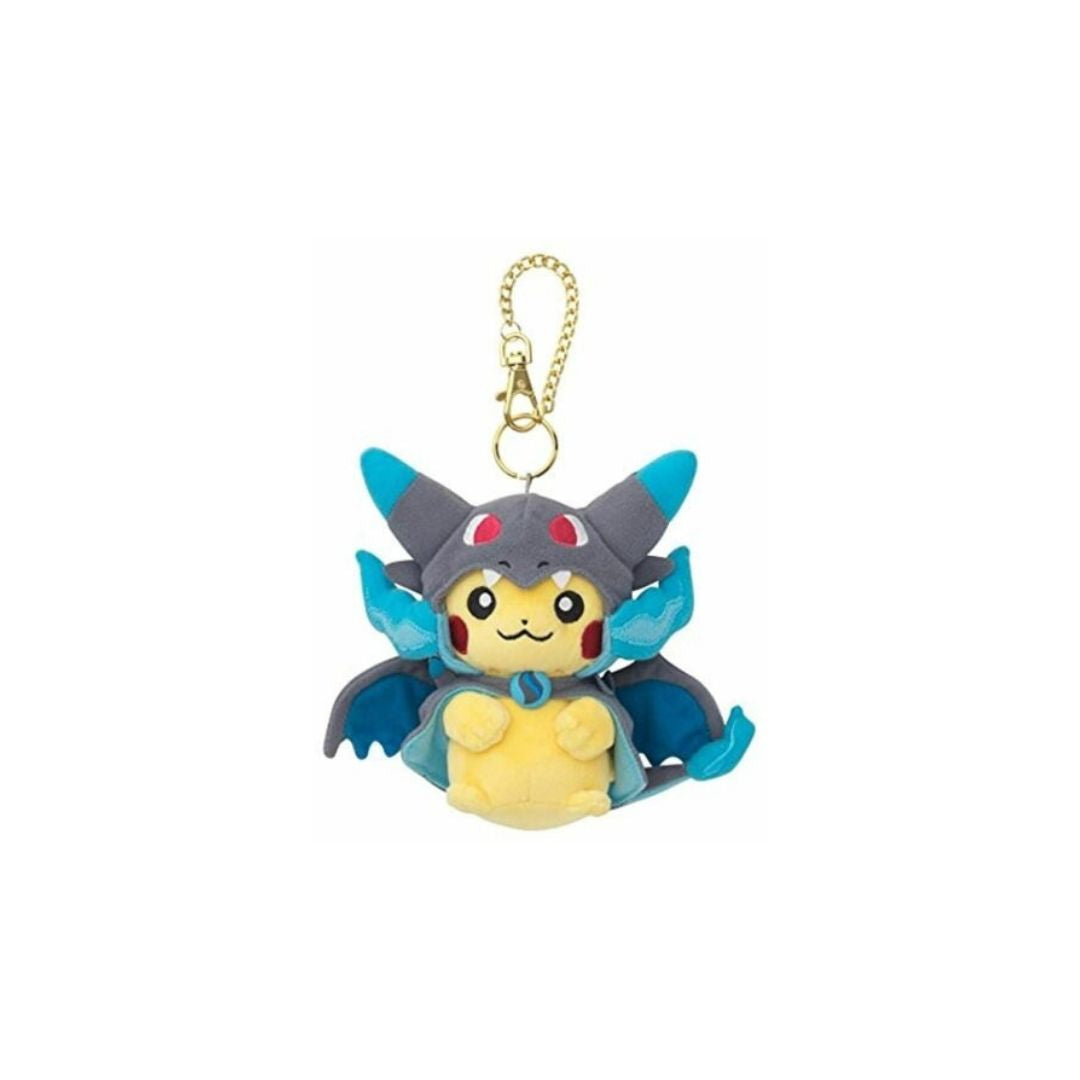 Mega Charizard X Poncho Pikachu Mascot Plush Keychain - Pokémon Center